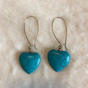 Turquoise heart drop earrings